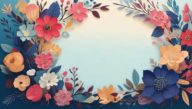 Breathtaking Beauty of Spring. Special Occasion Floral Template. Pastel Colors and Blank Space Floral Frame. Perfect Design for Invitations, Special Occasions and Celebrations. A delicate floral frame designed in soft pastel tones provides the perfect backdrop for invitations, cards, announcements or congratulatory messages. Featuring vibrantly colored flowers, this elegant yet simple design includes a large blank space in the center for adding text. Perfect for special occasions, wedding invitations, birthday cards or social media sharing.