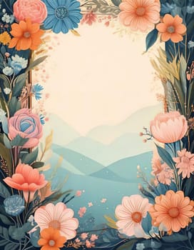 Breathtaking Beauty of Spring. Special Occasion Floral Template. Pastel Colors and Blank Space Floral Frame. Perfect Design for Invitations, Special Occasions and Celebrations. A delicate floral frame designed in soft pastel tones provides the perfect backdrop for invitations, cards, announcements or congratulatory messages. Featuring vibrantly colored flowers, this elegant yet simple design includes a large blank space in the center for adding text. Perfect for special occasions, wedding invitations, birthday cards or social media sharing.