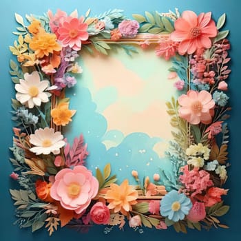 Breathtaking Beauty of Spring. Special Occasion Floral Template. Pastel Colors and Blank Space Floral Frame. Perfect Design for Invitations, Special Occasions and Celebrations. A delicate floral frame designed in soft pastel tones provides the perfect backdrop for invitations, cards, announcements or congratulatory messages. Featuring vibrantly colored flowers, this elegant yet simple design includes a large blank space in the center for adding text. Perfect for special occasions, wedding invitations, birthday cards or social media sharing.