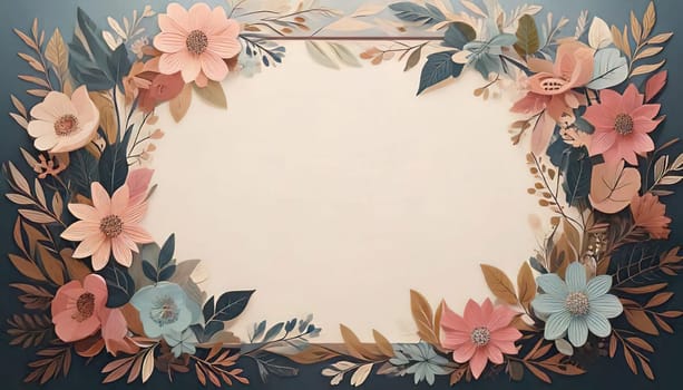 Breathtaking Beauty of Spring. Special Occasion Floral Template. Pastel Colors and Blank Space Floral Frame. Perfect Design for Invitations, Special Occasions and Celebrations. A delicate floral frame designed in soft pastel tones provides the perfect backdrop for invitations, cards, announcements or congratulatory messages. Featuring vibrantly colored flowers, this elegant yet simple design includes a large blank space in the center for adding text. Perfect for special occasions, wedding invitations, birthday cards or social media sharing.