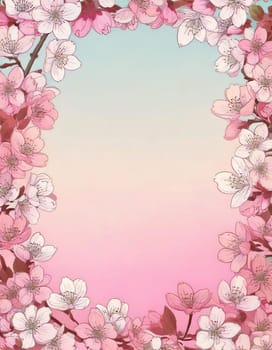 Breathtaking Beauty of Spring. Special Occasion Floral Template. Pastel Colors and Blank Space Floral Frame. Perfect Design for Invitations, Special Occasions and Celebrations. A delicate floral frame designed in soft pastel tones provides the perfect backdrop for invitations, cards, announcements or congratulatory messages. Featuring vibrantly colored flowers, this elegant yet simple design includes a large blank space in the center for adding text. Perfect for special occasions, wedding invitations, birthday cards or social media sharing.