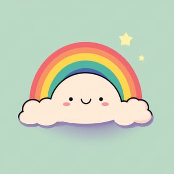 Cute rainbow on pattern background. Generative AI.