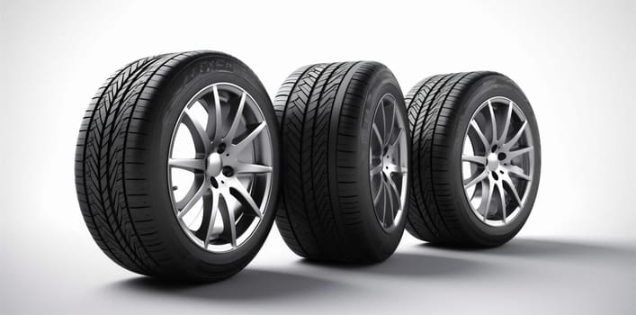 industry track tire transport alloy isolated car drive speed automobile wheel rubber stack object auto heap profile automotive disc background tyre. Generative AI.