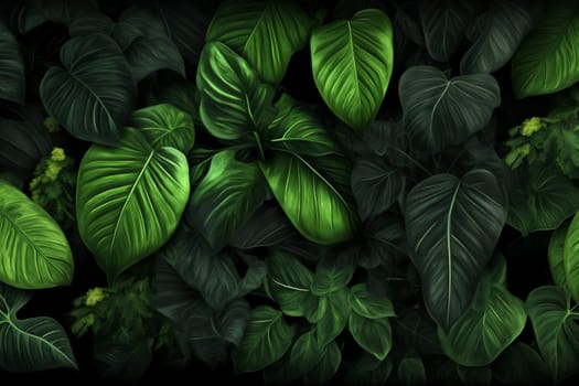 bush colourful leaf wallpaper palm texture color forest art tropical nature tree green background fresh exotic green illustration leaf jungle monstera close-up. Generative AI.