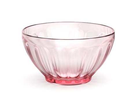 Empty glass bowl on white background