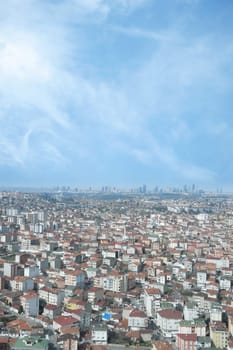 Arial View of Istanbul Asian Side Urban building blocks,