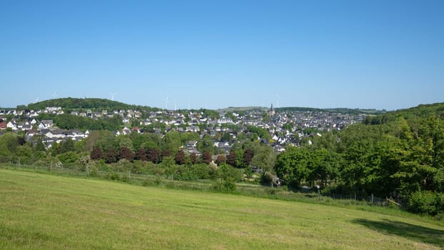 Panoramic landscape image, beautiful scenery of Rothaar Mountains close to Brilon, Sauerland, Germany 