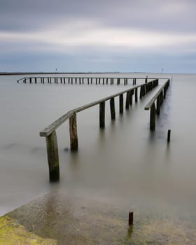 Panoramic image of Wadden Sea against sky on a dully day, North Frisia, Germany