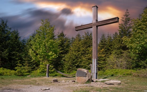 Peak of Langenberg, highest mountain of North Rhine Westphalia, Rothaar Mountains close to Willingen, Sauerland, Germany 