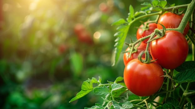 tomatoes are growing in the garden, Generative AI, food