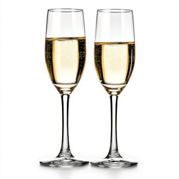 Two glasses of champagne on a white background. High quality photo