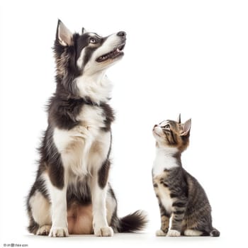 Colored image of a cat and a dog on an isolated white background. High quality photo