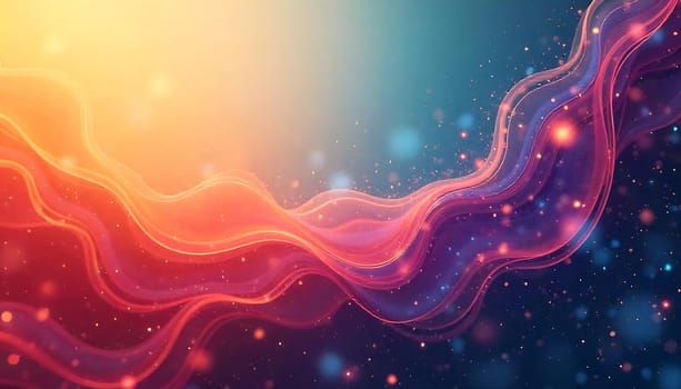 This abstract background features a vibrant, swirling pattern of red and purple hues with shimmering lights scattered across the image. The glowing lights create a sense of depth and movement, making it a perfect choice for adding visual interest to websites, social media posts, and other projects. This image would also be ideal for creating a mood of energy, dynamism, or celebration.
