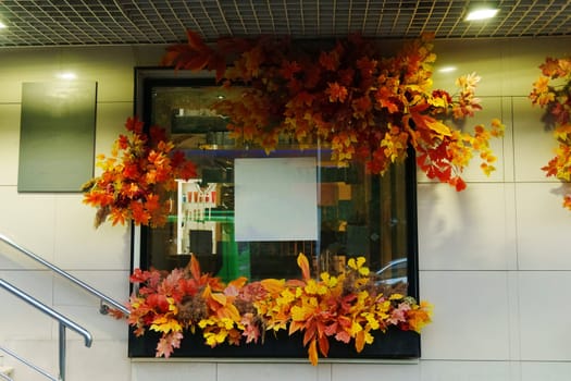 Shop sign autumn, a place to copy text, autumn theme, decoration. Mockup