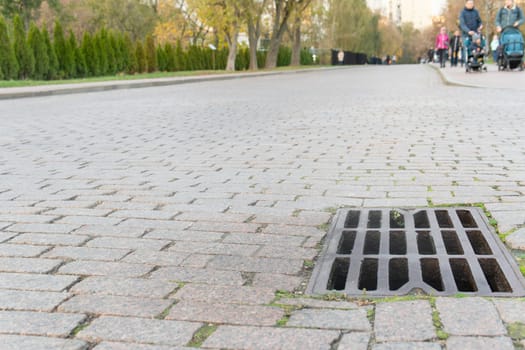 storm sewage manhole sewerage drain street sewer rain drainage water road grate flood
