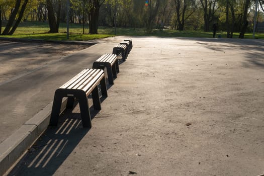 bench view landscape garden beautiful sitting background summer outdoor park wood nature tree