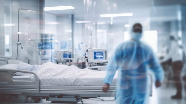 Compassionate Doctor In Hospital Room Attentively Caring For Patients Needs And Comfort.