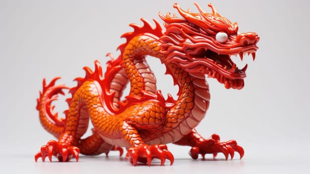 This striking red Chinese dragon figurine displays intricate craftsmanship and vibrant colors, making it a perfect decorative piece to enhance any space while celebrating Asian culture.