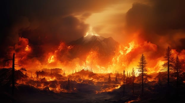 Firefighters are fighting a rapidly spreading wildfire on a mountainside. They work tirelessly to contain the fire and protect the surrounding area from destruction and danger.