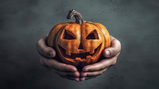 Spooky Halloween Pumpkin Isolated on Black Background for Your Creepy Halloween Projects and Designs.