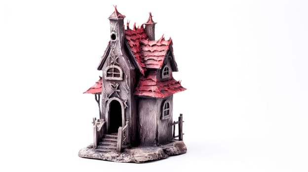 Detailed Illustration of a Spooky Haunted House Isolated on White Background for Halloween Projects.