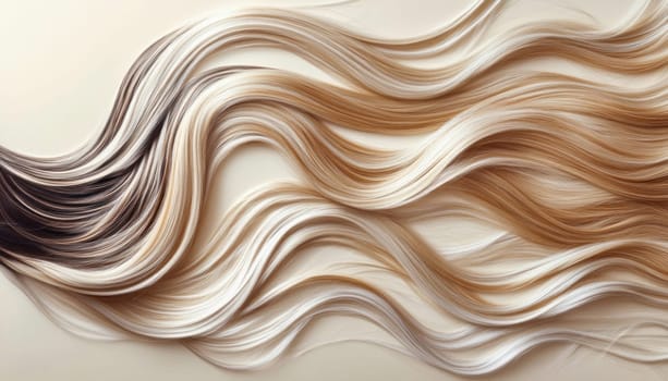 Highlight hair texture flowing with wavy lines is laying on a beige background
