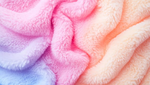 Colorful furry fabric texture forming gentle pastel waves