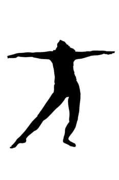 A graceful silhouette of a woman in a yoga pose, extending her arms outstretched towards the sky, capturing the spirit of freedom and balance