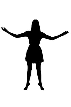 A captivating silhouette of a woman standing gracefully with her arms outstretched wide, evoking a sense of freedom and joy