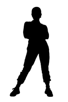 In a striking silhouette, a person is depicted standing confidently with their arms crossed in front of them, exuding an air of poise and strength