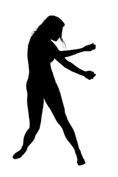 A graceful silhouette of a woman elegantly dancing against a pristine white background, creating a beautiful visual contrast and evoking emotion