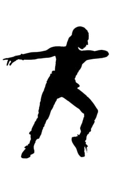 A graceful silhouette of an individual dancing joyfully with their arms widely outstretched, expressing a sense of freedom and movement