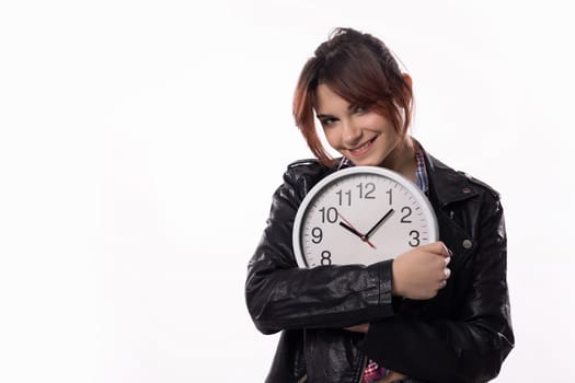 A joyful person embracing a large clock, representing the vital importance of effective time management and planning