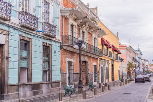 Colorful colonial streets of Puebla, Mexico. Vibrant architecture, cultural heritage, and historic charm concept.