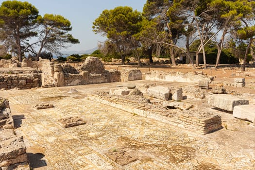 Mosaics in the Ancient Phoenician city of Nora. Sardinia, Italy