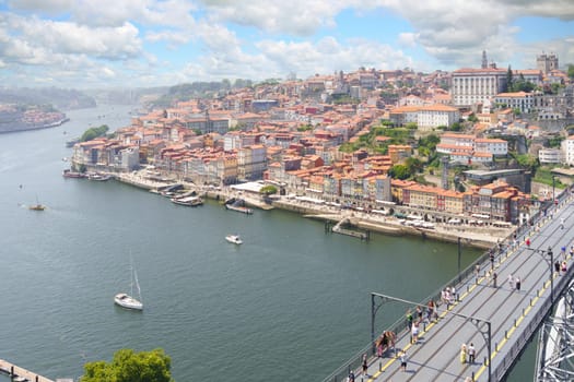 Beautiful panoramic view of the city of Porto during the festivities, on a summer day