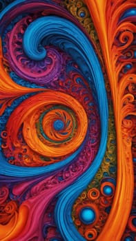 In a mesmerizing arrangement, vivid hues intertwine and swirl, creating a captivating visual symphony. The dynamic colors blend seamlessly, evoking warmth and creativity.