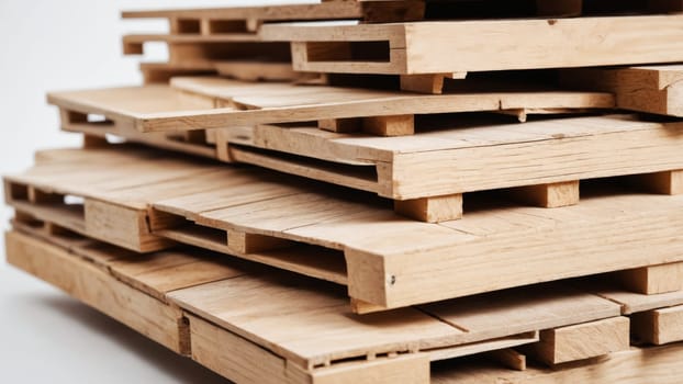 This wooden pallet, featuring a natural finish, showcases its versatile and rugged design. Ideal for upcycling furniture, crafting, or as a unique storage solution in various settings.