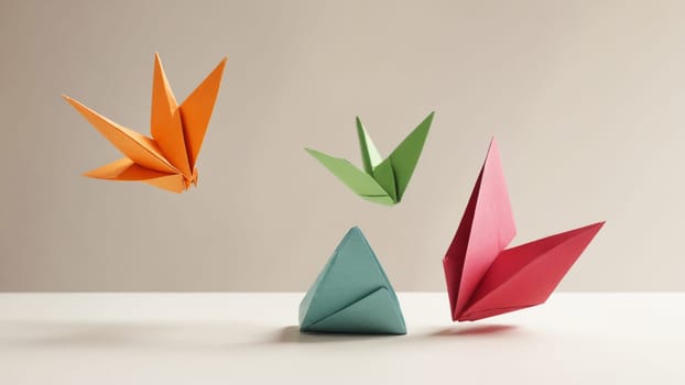 A striking red butterfly gracefully escapes from a folded blue paper airplane, representing the beauty of transformation and the thrill of freedom, set against a minimalistic background.