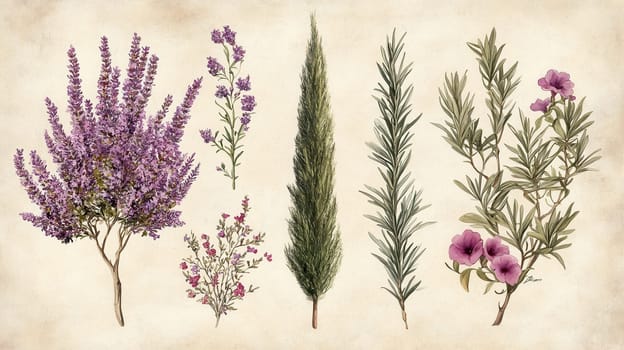 Detailed botanical watercolor illustration on light