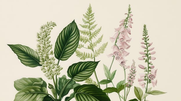 Detailed botanical watercolor illustration on light