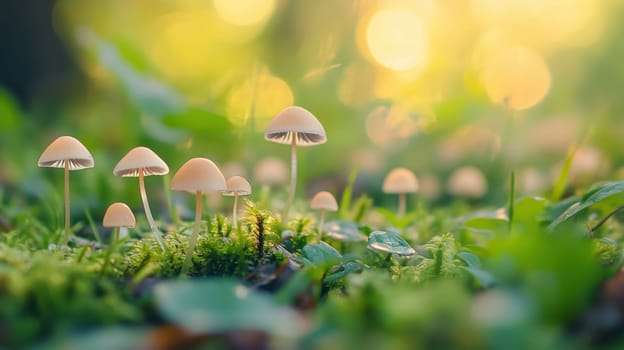 Magical mushrooms fantasy fungi background