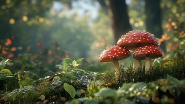 Magical mushrooms fantasy fungi backdrop
