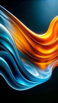 The vibrant blue and orange waves intertwine, showcasing a smooth and fluid design that captures the essence of abstract art against a dark backdrop.