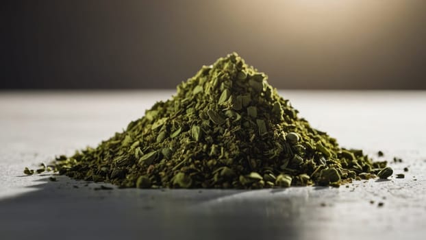 Organic Ceremonial Grade Matcha Green Tea Powder Isolated on White Background for Healthy Lifestyle.