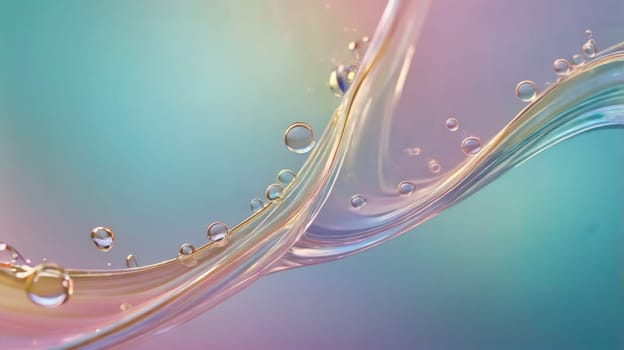 Elegant pastel colored abstract fluid background with colorful bubbles floating gracefully.