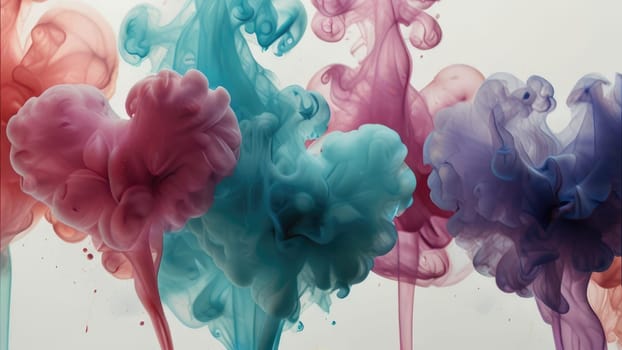 Multicolored Abstract Paint Splash Isolated On White Background With Creative Ink Drop Blot.