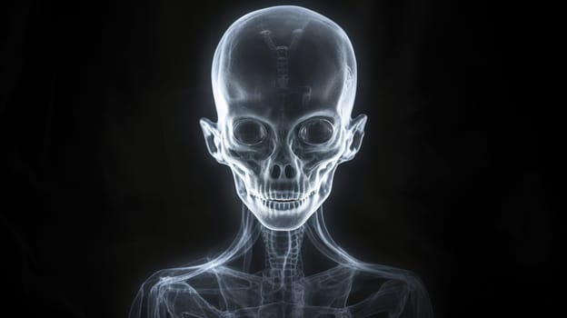 Human skull X-ray, head and neck bones, cervical spine, medical science.