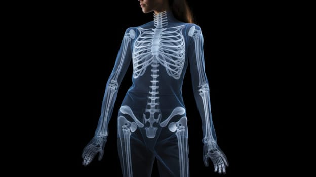 Comprehensive X-ray Imaging of a Womans Upper Body, Front View for Medical Analysis.