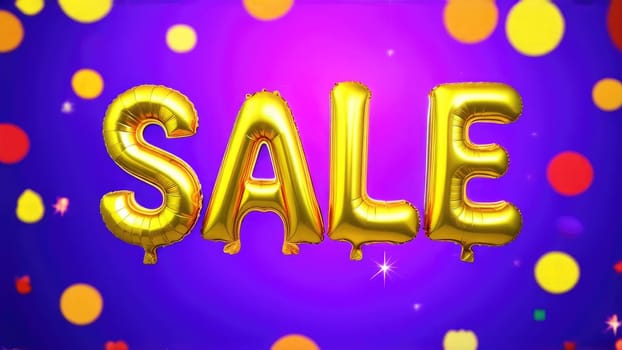 Gold SALE balloons with dripping effect on pink pastel background with balloons.